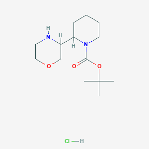 molecular formula C14H27ClN2O3 B15307371 Tert-butyl 2-(morpholin-3-yl)piperidine-1-carboxylate hydrochloride 