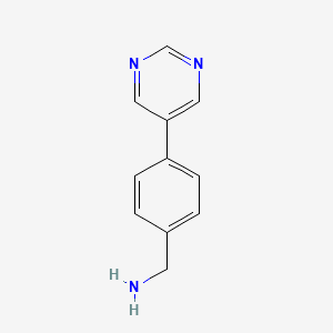 molecular formula C11H11N3 B15307431 (4-(Pyrimidin-5-yl)phenyl)methanamine CAS No. 885466-45-5
