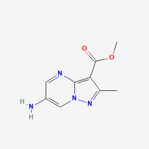 molecular formula C9H10N4O2 B1530782 Methyl 6-amino-2-methylpyrazolo[1,5-a]pyrimidine-3-carboxylate CAS No. 1782867-37-1