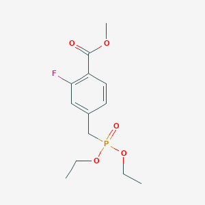 molecular formula C13H18FO5P B1530809 Benzoic acid, 4-[(diethoxyphosphinyl)methyl]-2-fluoro-, methyl ester CAS No. 410529-85-0