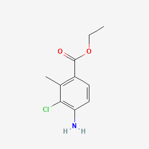 molecular formula C10H12ClNO2 B15308483 Ethyl 4-amino-3-chloro-2-methylbenzoate 