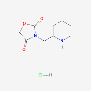 molecular formula C9H15ClN2O3 B1530849 3-(Piperidin-2-ylmethyl)oxazolidine-2,4-dione hydrochloride CAS No. 1824268-67-8