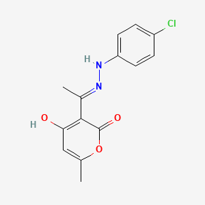 molecular formula C14H13ClN2O3 B1530852 3-[2-(4-chlorophenyl)ethanehydrazonoyl]-4-hydroxy-6-methyl-2H-pyran-2-one CAS No. 114658-00-3