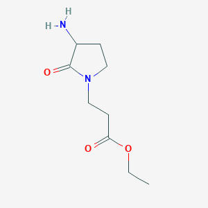 molecular formula C9H16N2O3 B15308650 Ethyl 3-(3-amino-2-oxopyrrolidin-1-yl)propanoate 