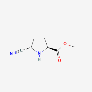 molecular formula C7H10N2O2 B15308799 rac-methyl (2R,5R)-5-cyanopyrrolidine-2-carboxylate 