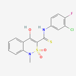 N-(3-chloro-4-fluorophenyl)-4-hydroxy-1-methyl-2,2-dioxo-1,2-dihydro-2lambda~6~,1-benzothiazine-3-carbothioamide