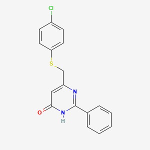 molecular formula C17H13ClN2OS B1530908 6-{[(4-Chlorophenyl)sulfanyl]methyl}-2-phenyl-4-pyrimidinol CAS No. 337923-89-4