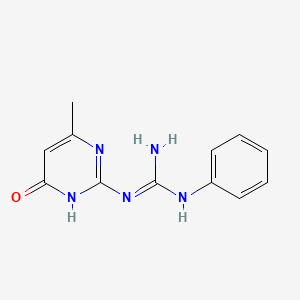 molecular formula C12H13N5O B1530915 Guanidine, 1-(4-hydroxy-6-methyl-2-pyrimidinyl)-3-phenyl- CAS No. 16018-52-3
