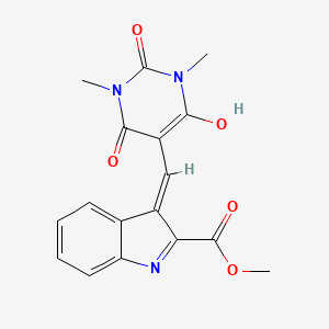 molecular formula C17H15N3O5 B1530950 methyl 3-[(1,3-dimethyl-2,4,6-trioxo-1,3-diazinan-5-ylidene)methyl]-1H-indole-2-carboxylate CAS No. 346450-27-9