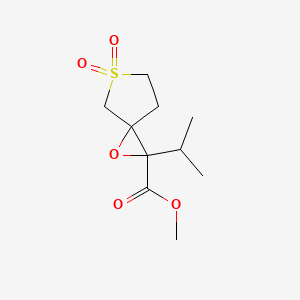 molecular formula C10H16O5S B15309598 Methyl 2-isopropyl-1-oxa-5-thiaspiro[2.4]heptane-2-carboxylate 5,5-dioxide 