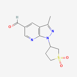 molecular formula C12H13N3O3S B1531024 1-(1,1-Dioxo-1$L^{6}-thiolan-3-YL)-3-methyl-1H-pyrazolo[3,4-B]pyridine-5-carbaldehyde CAS No. 1235440-51-3