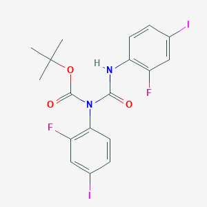 molecular formula C18H16F2I2N2O3 B1531053 Tert-butyl 2-fluoro-4-iodophenyl(2-fluoro-4-iodophenylcarbamoyl)carbamate CAS No. 1033201-49-8