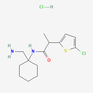 molecular formula C14H22Cl2N2OS B15310701 N-[1-(aminomethyl)cyclohexyl]-2-(5-chlorothiophen-2-yl)propanamide hydrochloride 
