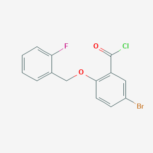 molecular formula C14H9BrClFO2 B1531098 5-Bromo-2-[(2-fluorobenzyl)oxy]benzoyl chloride CAS No. 1160260-02-5
