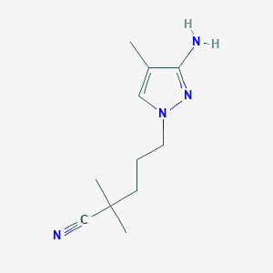 molecular formula C11H18N4 B15311245 5-(3-Amino-4-methyl-1h-pyrazol-1-yl)-2,2-dimethylpentanenitrile 