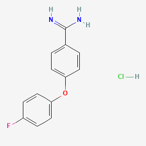 molecular formula C13H12ClFN2O B1531155 4-(4-Fluorophenoxy)benzene-1-carboximidamide hydrochloride CAS No. 1221723-68-7