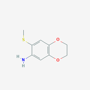 molecular formula C9H11NO2S B1531157 7-(Methylsulfanyl)-2,3-dihydro-1,4-benzodioxin-6-amine CAS No. 1183512-25-5