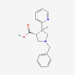 molecular formula C17H18N2O2 B1531159 trans-1-Benzyl-4-(pyridin-2-yl)pyrrolidine-3-carboxylic acid CAS No. 1221791-62-3