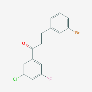 molecular formula C15H11BrClFO B1531175 3-(3-Bromophenyl)-1-(3-chloro-5-fluorophenyl)propan-1-one CAS No. 898760-63-9