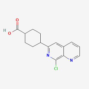 molecular formula C15H15ClN2O2 B1531176 4-(8-Chloro-1,7-naphthyridin-6-yl)cyclohexanecarboxylic acid CAS No. 880466-46-6