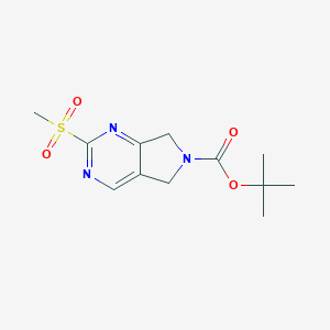 molecular formula C12H17N3O4S B153118 Tert-butyl 2-(methylsulfonyl)-5H-pyrrolo[3,4-D]pyrimidine-6(7H)-carboxylate CAS No. 365996-87-8