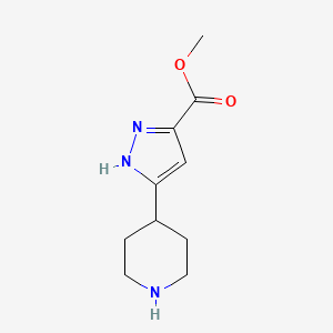 molecular formula C10H15N3O2 B15312026 methyl 3-(piperidin-4-yl)-1H-pyrazole-5-carboxylate 