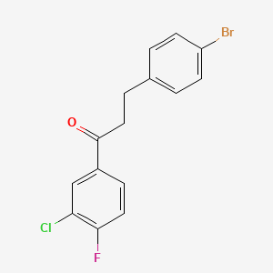 molecular formula C15H11BrClFO B1531207 3-(4-Bromophenyl)-1-(3-chloro-4-fluorophenyl)propan-1-one CAS No. 898761-66-5