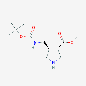 molecular formula C12H22N2O4 B15312241 Methyl (3S,4S)-4-(((tert-butoxycarbonyl)amino)methyl)pyrrolidine-3-carboxylate 