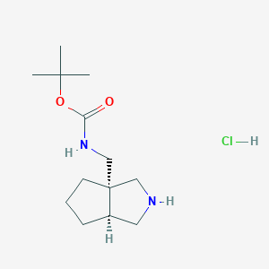molecular formula C13H25ClN2O2 B15312276 tert-Butyl (((3aS,6aS)-octahydrocyclopenta[c]pyrrol-3a-yl)methyl)carbamate hydrochloride 