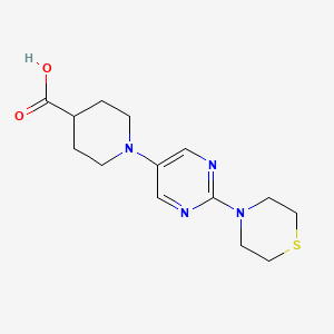 molecular formula C14H20N4O2S B1531229 1-(2-Thiomorpholin-4-ylpyrimidin-5-yl)piperidine-4-carboxylic acid CAS No. 1242924-66-8