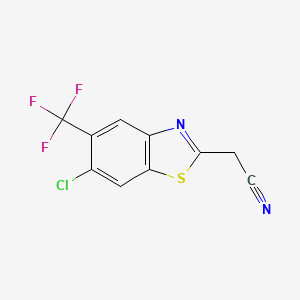 molecular formula C10H4ClF3N2S B1531230 2-[6-Chloro-5-(trifluoromethyl)-1,3-benzothiazol-2-yl]acetonitrile CAS No. 1221792-21-7