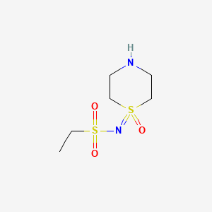 molecular formula C6H14N2O3S2 B15312444 N-(1-Oxido-1l6-thiomorpholin-1-ylidene)ethanesulfonamide 
