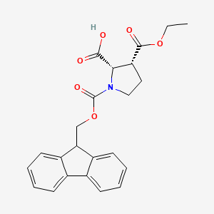 molecular formula C23H23NO6 B15312924 rac-(2R,3S)-3-(ethoxycarbonyl)-1-{[(9H-fluoren-9-yl)methoxy]carbonyl}pyrrolidine-2-carboxylicacid 