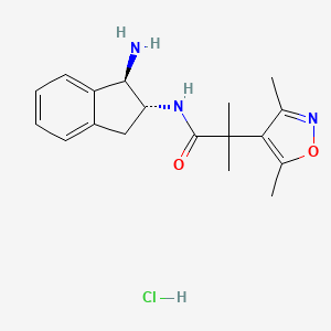 molecular formula C18H24ClN3O2 B15313179 N-[(1R,2R)-1-amino-2,3-dihydro-1H-inden-2-yl]-2-(3,5-dimethyl-1,2-oxazol-4-yl)-2-methylpropanamide;hydrochloride 