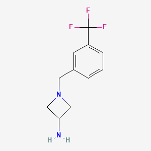 molecular formula C11H13F3N2 B1531322 1-{[3-(Trifluoromethyl)phenyl]methyl}azetidin-3-amine CAS No. 1219682-98-0