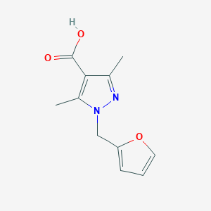molecular formula C11H12N2O3 B1531335 1-(furan-2-ylmethyl)-3,5-dimethyl-1H-pyrazole-4-carboxylic acid CAS No. 1339909-52-2