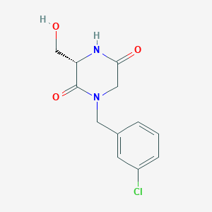 molecular formula C12H13ClN2O3 B1531355 (3S)-1-(3-Chlorobenzyl)-3-(hydroxymethyl)-2,5-piperazinedione CAS No. 1353548-48-7