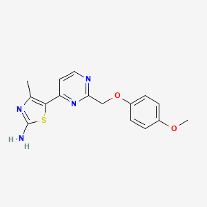 molecular formula C16H16N4O2S B1531373 5-(2-((4-Methoxyphenoxy)methyl)pyrimidin-4-yl)-4-methylthiazol-2-amine CAS No. 1217487-16-5