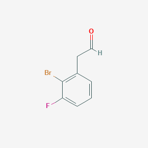 molecular formula C8H6BrFO B15313740 2-(2-Bromo-3-fluorophenyl)acetaldehyde 