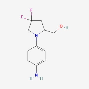 molecular formula C11H14F2N2O B1531385 (1-(4-Aminophenyl)-4,4-difluoropyrrolidin-2-yl)methanol CAS No. 2091713-65-2