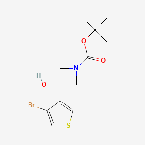 molecular formula C12H16BrNO3S B15313937 Tert-butyl 3-(4-bromothiophen-3-yl)-3-hydroxyazetidine-1-carboxylate 