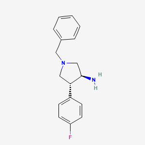 molecular formula C17H19FN2 B15313985 Rac-(3r,4s)-1-benzyl-4-(4-fluorophenyl)pyrrolidin-3-amine 
