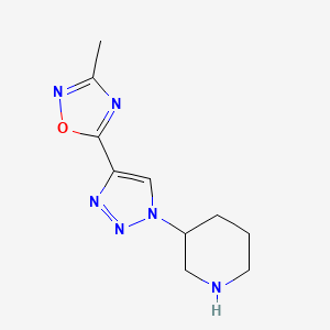 molecular formula C10H14N6O B1531409 3-[4-(3-Methyl-[1,2,4]oxadiazol-5-yl)-[1,2,3]triazol-1-yl]-piperidine CAS No. 1707734-95-9