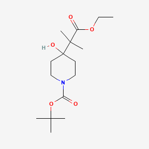 molecular formula C16H29NO5 B15314152 Tert-butyl 4-(1-ethoxy-2-methyl-1-oxopropan-2-yl)-4-hydroxypiperidine-1-carboxylate 