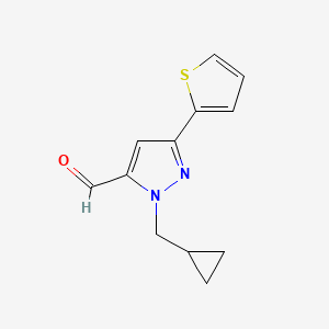 1-(cyclopropylmethyl)-3-(thiophen-2-yl)-1H-pyrazole-5-carbaldehyde