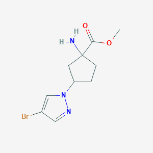 molecular formula C10H14BrN3O2 B15314641 Methyl 1-amino-3-(4-bromo-1h-pyrazol-1-yl)cyclopentane-1-carboxylate 
