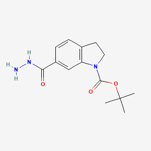 molecular formula C14H19N3O3 B15314685 tert-butyl 6-(hydrazinecarbonyl)-2,3-dihydro-1H-indole-1-carboxylate 