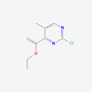 molecular formula C9H11ClN2O B15314735 2-Chloro-4-(1-ethoxyethenyl)-5-methylpyrimidine 