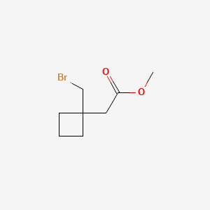 molecular formula C8H13BrO2 B15315233 Methyl2-[1-(bromomethyl)cyclobutyl]acetate 