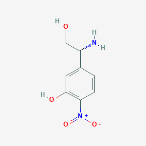 molecular formula C8H10N2O4 B15315329 (r)-5-(1-Amino-2-hydroxyethyl)-2-nitrophenol 